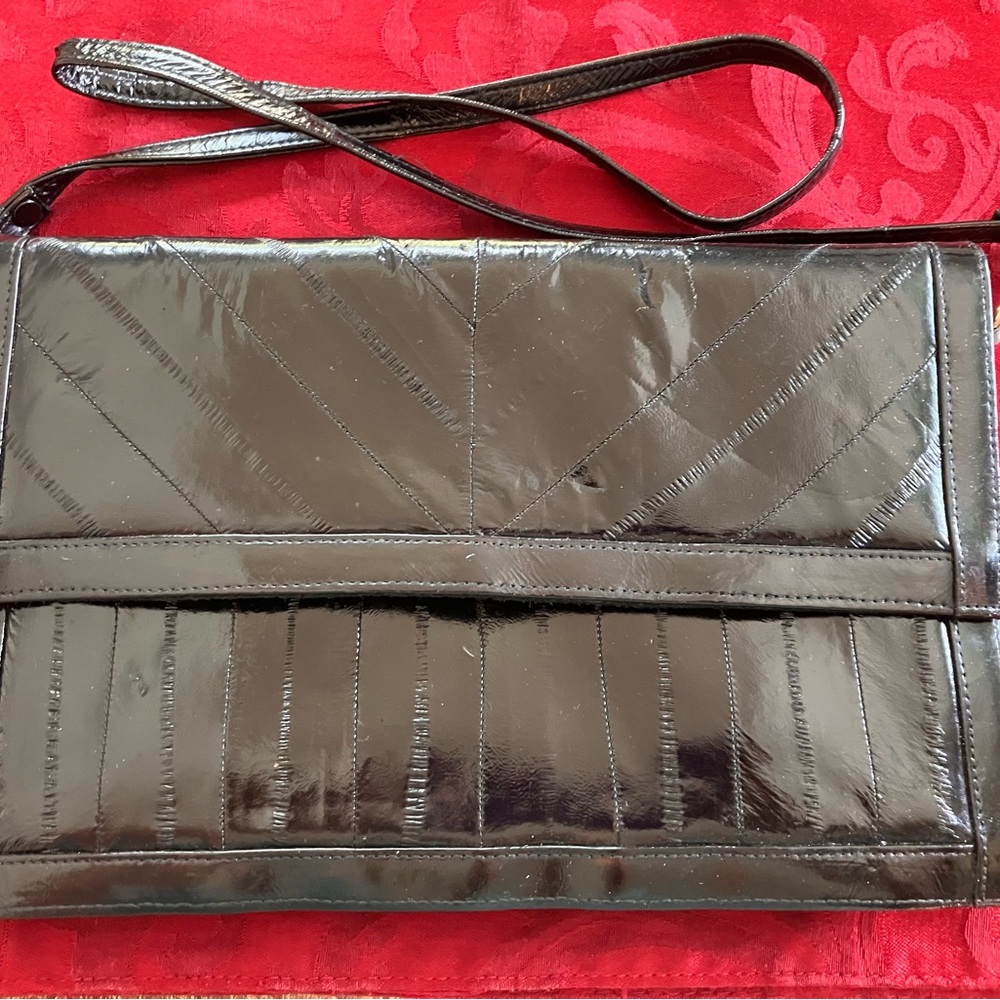 Eel-skin envelope shoulder bag